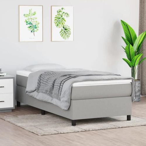 Prolenta Premium - Sommier à lattes de lit et matelas Gris clair 90x190 cm Tissu