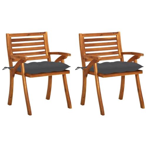 Prolenta Premium - Chaises À Manger De Jardin Avec Coussins Lot De 2 Acacia Massif