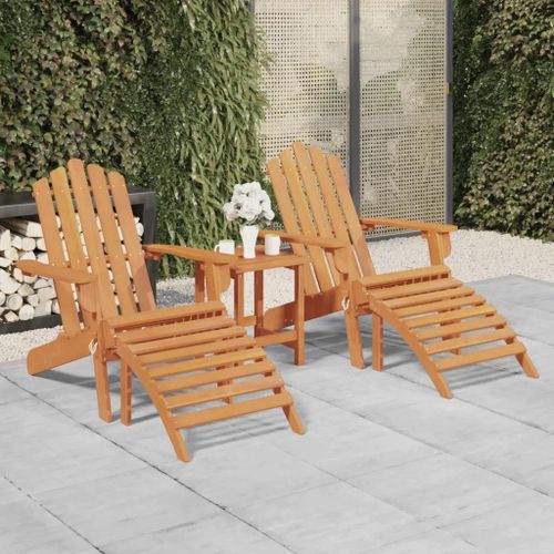Prolenta Premium - Chaises Adirondack De Jardin Repose-Pieds Lot De 2 Bois Acacia