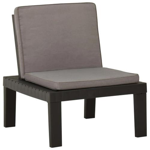 Prolenta Premium - Chaise De Salon De Jardin Avec Coussin Plastique Gris