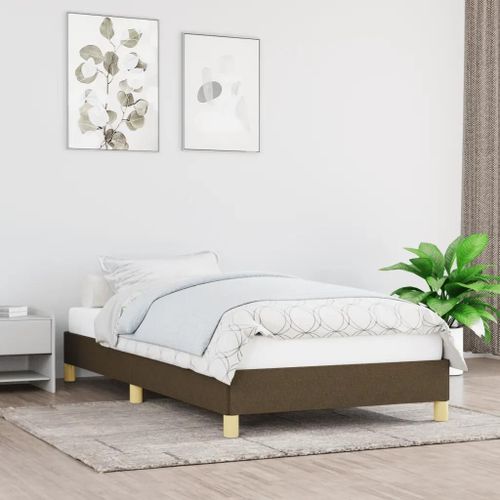 Prolenta Premium - Cadre de lit sans matelas marron foncé 90x200 cm tissu