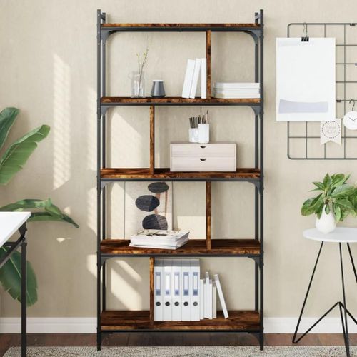 Prolenta Premium - Bibliothèque 5 Niveaux Chêne Fumé 76x32x158cm Bois D'ingénierie