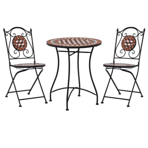 Prolenta Premium - Ensemble De Bistro 3 Pcs Mosaïque Carreau Céramique Terre Cuite
