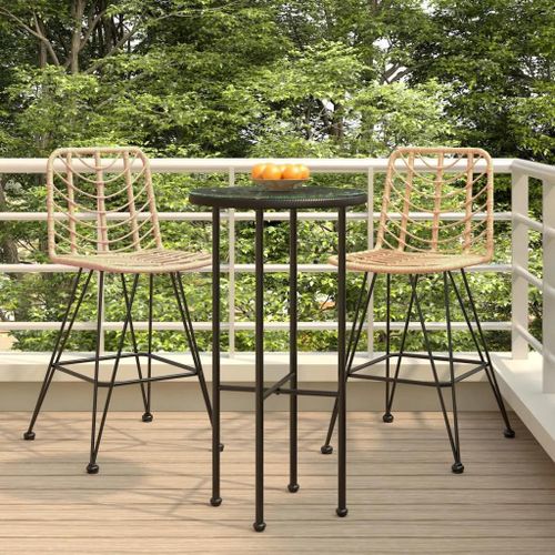 Prolenta Premium - Tabourets De Bar Lot De 2 45x56x103,5cm Résine Tressée Et Acier