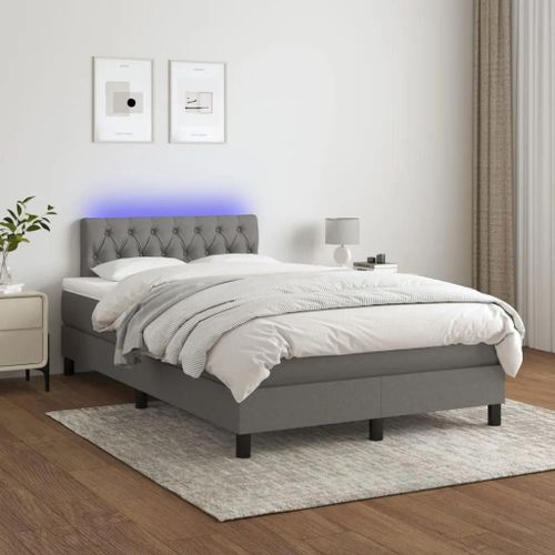 Prolenta Premium - Sommier à lattes de lit et matelas et LED Gris foncé 120x200 cm