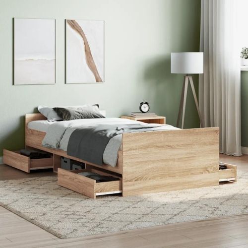 Prolenta Premium - Cadre de lit sans matelas chêne sonoma 90x200 cm