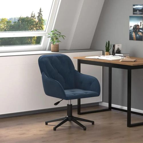 Prolenta Premium - Chaise Pivotante De Bureau Bleu Velours