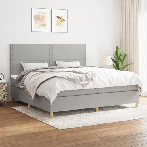 Prolenta Premium - Sommier à lattes de lit avec matelas Gris clair 200x200cm Tissu