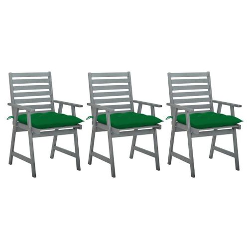 Prolenta Premium - Chaises À Manger D'extérieur Lot De 3 Et Coussins Acacia Massif