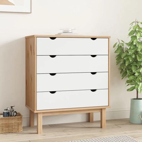 Prolenta Premium - Commode Otta Marron Et Blanc 76,5x39,5x90 Cm Bois De Pin Massif