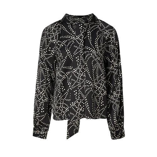 Tee Shirt Manches Longues Salsa Printed Blouse With Tie-Neck Noir