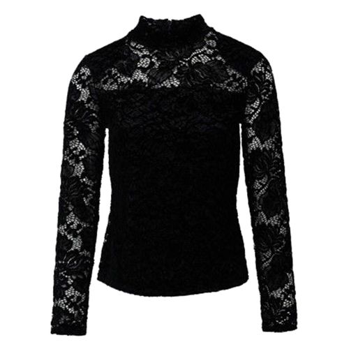 Tee Shirt Manches Longues Salsa Lace Sweater With Mock Neck Noir