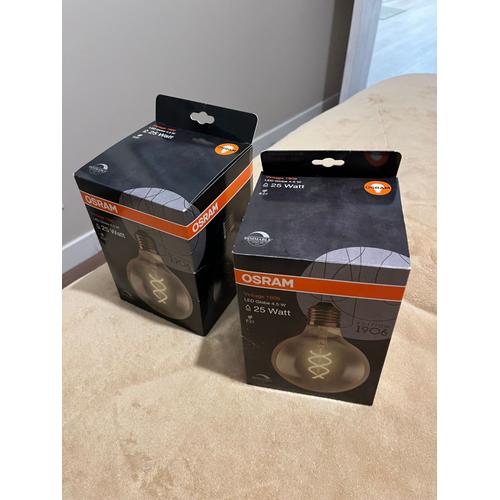 Lot De 2 Ampoules Vintage 1906 Led Globe 4,5 W / Osram 25 W , 250 Lm / 1500 H