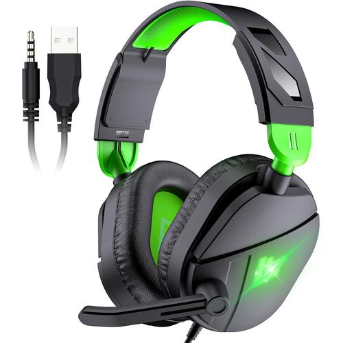 Casque Gaming Pour Pc, Ps5, Ps4, Xbox Series X|S, Dts Casque, Casque Gamer Super-Léger 285g Avec Microphone, Mousse À Mémoire De Forme, Avec Suppression Du Bruit, Lumières Rgb, Usb, 3.5mmc