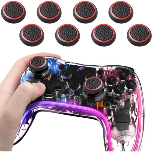 Protection De Stick De Manette, Lot De 8 Capuchons De Joystick Pour Manette Ps4 Ps3 Xbox One Et Nintendo Wii U, Protection De Tête De Joystick Noir Et Rouge