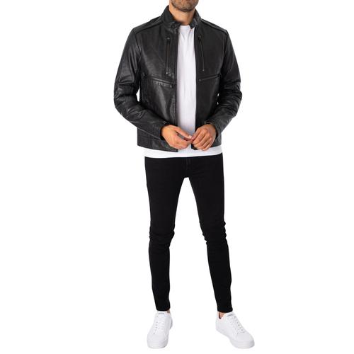 G-Star RAW - Veste en cuir de motard - Homme - Noir Noir