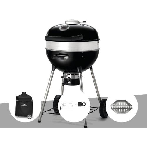 Barbecue à charbon Charcoal Kettle Pro 57 cm + Housse de protection + Rôtissoire + Lot de 2 paniers à charbon - Napoleon