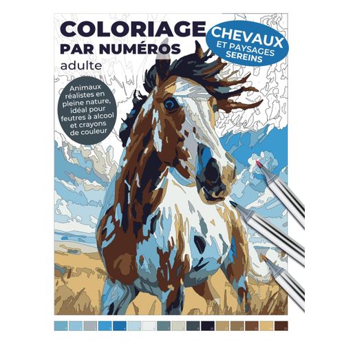 Coloriage Par Numéros Adulte | Chevaux Et Paysages Sereins | Animaux Réalistes En Pleine Nature, Idéal Pour Feutres À Alcool Et Crayons De Couleur: ... De Détente En Créant Des Uvres Harmonieuses