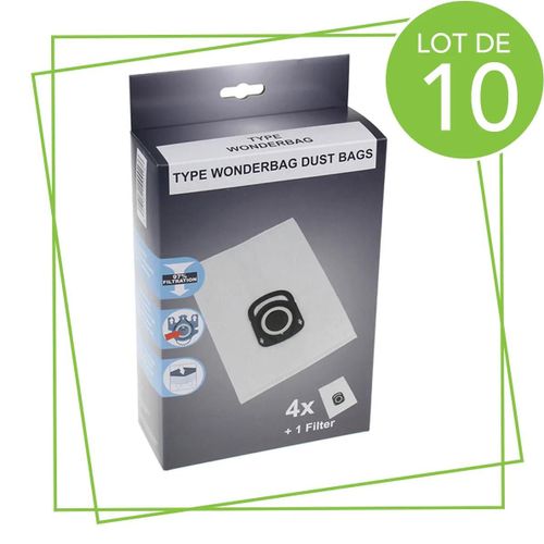 Lot de 10 boîtes de 4 sacs + 1 filtre HYGIENE+ Aspirateur (ZR200520 MOULINEX ROWENTA TEFAL)