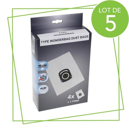 Lot de 5 boîtes de 4 sacs + 1 filtre HYGIENE+ Aspirateur (ZR200520 MOULINEX ROWENTA TEFAL)