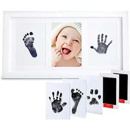 Kit de cadre pour empreintes de mains et de pieds de bébé – Souvenir photo  en blanc