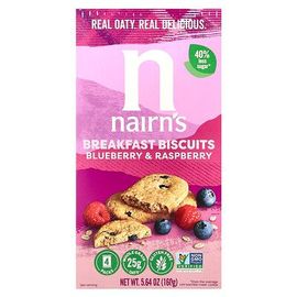 Nairn's, Biscuits Pour Le Petit-Déjeuner, Myrtille Américaine Et Framboise, 160 G