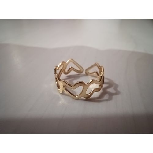 Bague Métal Doré,Coeurs ,Taille 16.5