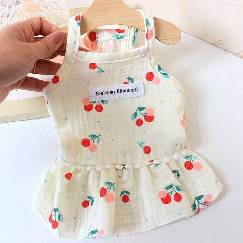 Jupe À Bretelles Florale En Coton Pour Animaux De Compagnie,Vêtements Pour Petits Chiens,Robes De Nounours,Vêtements D'été Pour Chiots,Ins None - Type Cherry-Xxl