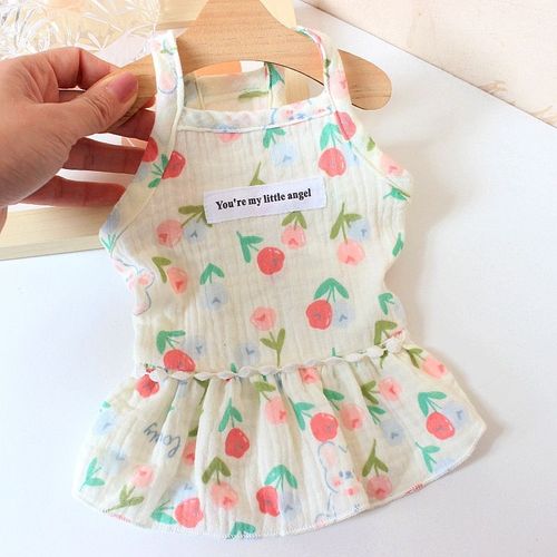 Jupe À Bretelles Florale En Coton Pour Animaux De Compagnie,Vêtements Pour Petits Chiens,Robes De Nounours,Vêtements D'été Pour Chiots,Ins None - Type Flower-M