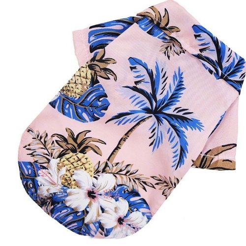 Chemise Hawaïenne Pour Chien De Style Plage,Teddy,Bouledogue Français,Chat,Animal De Compagnie Petit À Moyen,Veste Pour Animaux De Compagnie,Vêtements D'été - Type Pink-L