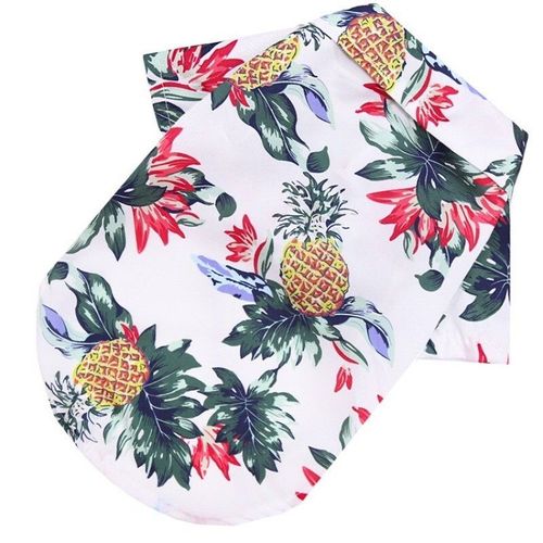 Chemise Hawaïenne Pour Chien De Style Plage,Teddy,Bouledogue Français,Chat,Animal De Compagnie Petit À Moyen,Veste Pour Animaux De Compagnie,Vêtements D'été - Type Pineapple White-S