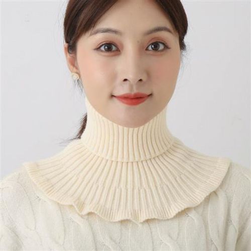 Écharpe À Col Roulé Pour Femme,Faux Col,Amovible,Chaud,Coupe-Vent,Rond,Volants,Hiver