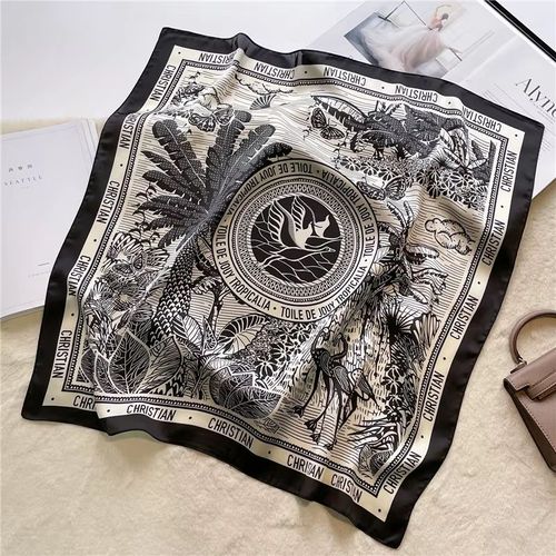 Écharpe Carrée Imprimée Pied-De-Poule Pour Femme,Écharpe De Sauna À La Mode Et Polyvalente,Lettres Injyamian,1pc,70cm