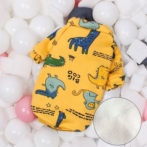 Sweat-Shirt D'hiver Chaud Pour Petits Chiens,Vêtements Pour Animaux De Compagnie,Bouledogue Français,Yorkshire,Chiot Confortable,Pull Pour Chien,Sweat À Capuche - Type Yellow Dinosaur-L-16