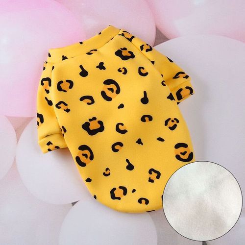 Sweat-Shirt D'hiver Chaud Pour Petits Chiens,Vêtements Pour Animaux De Compagnie,Bouledogue Français,Yorkshire,Chiot Confortable,Pull Pour Chien,Sweat À Capuche - Type Yellow Leopard-S-12