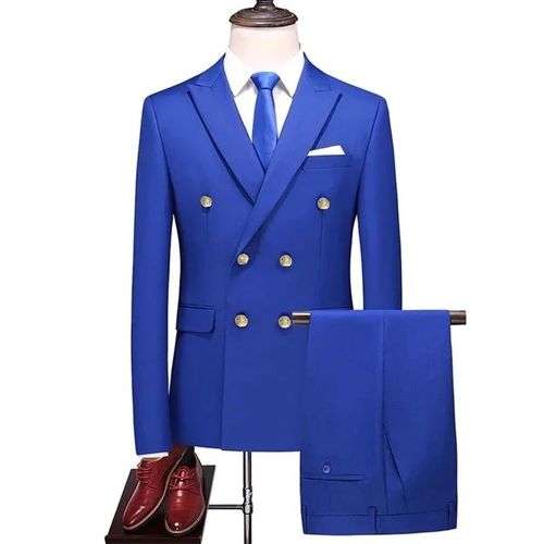 Ensemble Veste Et Pantalon Croisés Pour Hommes,Blazers Drees,Veste Et Pantalon,Trempés De Documents Solides,Boutique De Loisirs,Mode Masculine,Fjtwo,2 Pièces,2023
