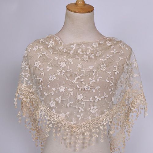 Hijab-Châle À Franges Pour Femme,Écharpe À Pompon,Écharpe Amissié,Fleur,Pendentif En Dentelle,Rond,2024