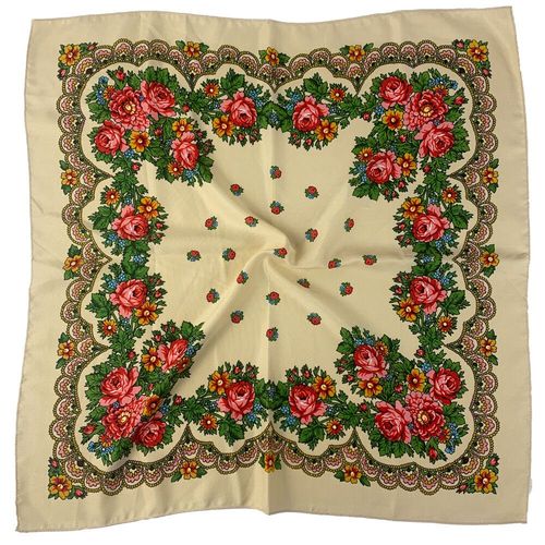 Foulard Carré Russe À Imprimé Floral De Luxe,Bandana,Bandeau De Sauna,Châle Ethnique,Mouchoir,Bandeau,70x70cm