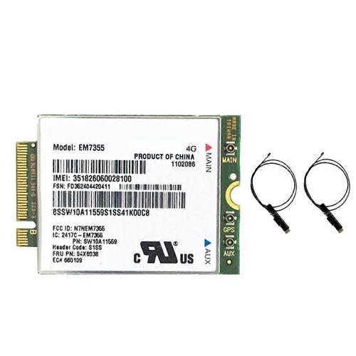 Carte WWAN EM7355 + 2XAntenna 04X6038 NGFF 4G Carte WiFi pour X1 Carbon L440 L540 T440 T540P X240
