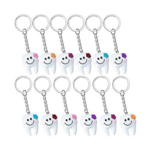24 Pcs Dents Dentaires Forme Modèle Simulation Dent Porte-Clés Mode Bande Dessinée Belles Filles Cadeau Pendentif