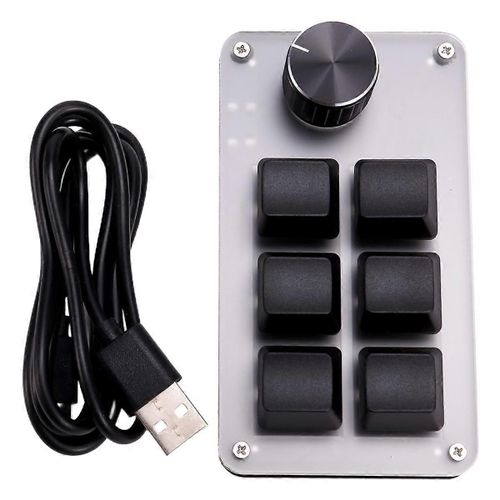 6 touche 1 bouton copier coller mini bouton filaire RGB mini clavier mécanique pour joueurs / concepteurs / vidéo E