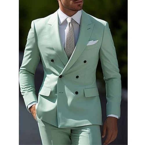 Costumes De Mariage 2 Pièces Vert Sauge Pour Hommes,Olympiques D'affaires Formels À Double Boutonnage Et Six Boutons,Document Solide,Taille 03/Plus