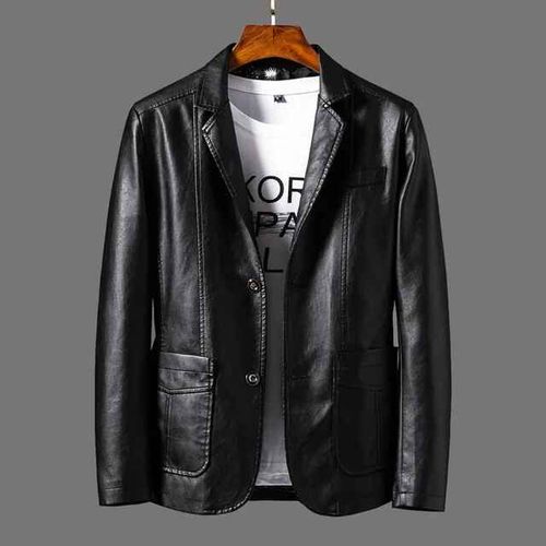 Blouson De Motard En Cuir Homme,Slim,Imbibé,Printemps Et Automne