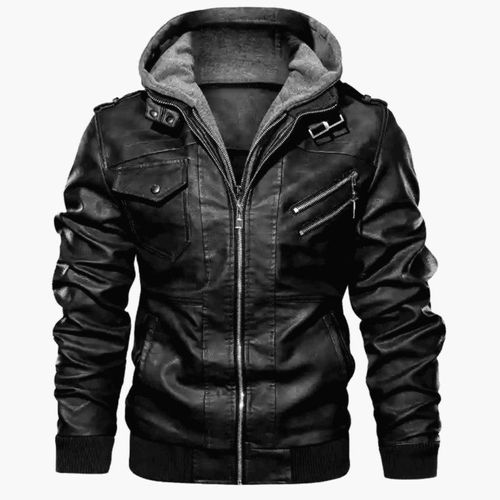 Veste De Motard En Cuir À Capuche Pour Hommes,Manteau De Moto Doublé De Fourrure,Coupe Couvertes,Streetwear À La Mode,Automne Et Hiver