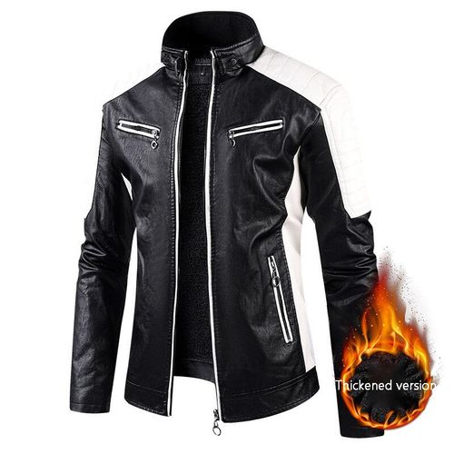 Veste En Cuir Multi-Poches Pour Hommes Debout Ur,Vêtements De Travail En Cuir Pu,Vêtements D'équitation De Moto En Plein Air,Printemps Et Automne