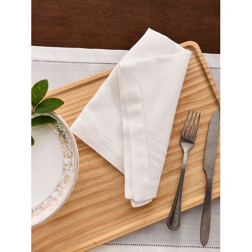 Serviettes De Table Ajourées En Lin Et Coton,12 Pièces,Blanches,Pour Fête,Mariage,Cocktail,Maison,Grill