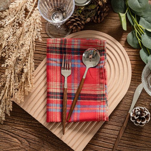 Sets De Table En Coton Polyester,Décoration De Noël,Serviette À Carreaux,Décoration De La Maison,Décoration De Mariage,Décoration De Salle À Manger,Rouge,Vert,4 Pièces,30x45cm