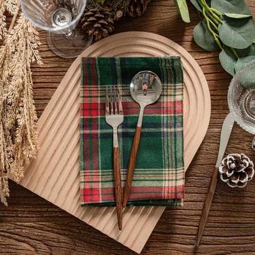 Sets De Table En Coton Polyester,Décoration De Noël,Serviette À Carreaux,Décoration De La Maison,Décoration De Mariage,Décoration De Salle À Manger,Rouge,Vert,4 Pièces,30x45cm