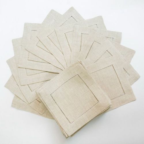 Serviette De Table Blanche En Lin Et Coton,12 Pièces,Pour Cocktail,Mariage,Fête