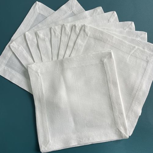 Serviette De Table Blanche En Lin Et Coton,12 Pièces,Pour Cocktail,Mariage,Fête